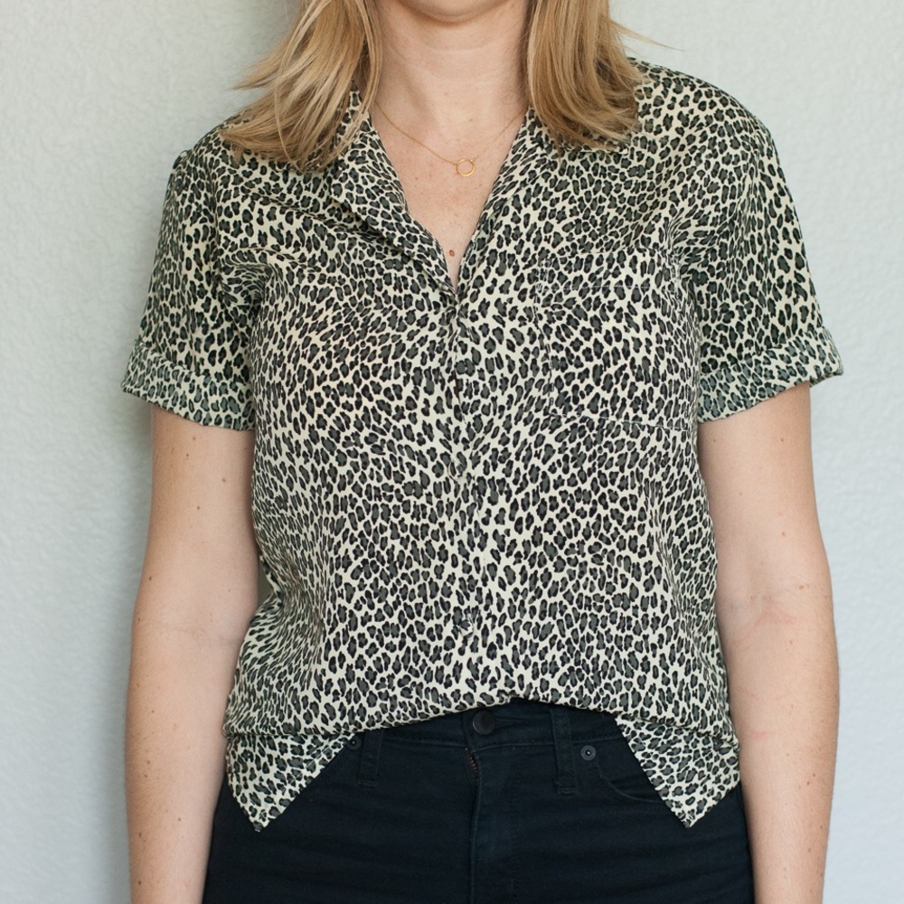 Vintage Cheetah Print Button-Up Top